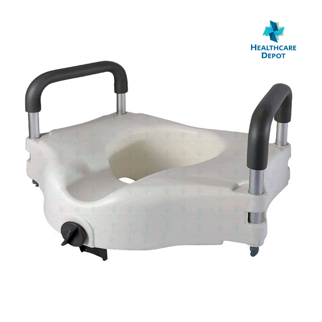Toilet Seat Booster with Handrails
