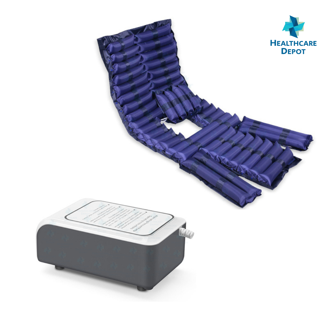 Anti Bedsore Air Mattress w/ Pump & Easy Access Panel Dark Blue